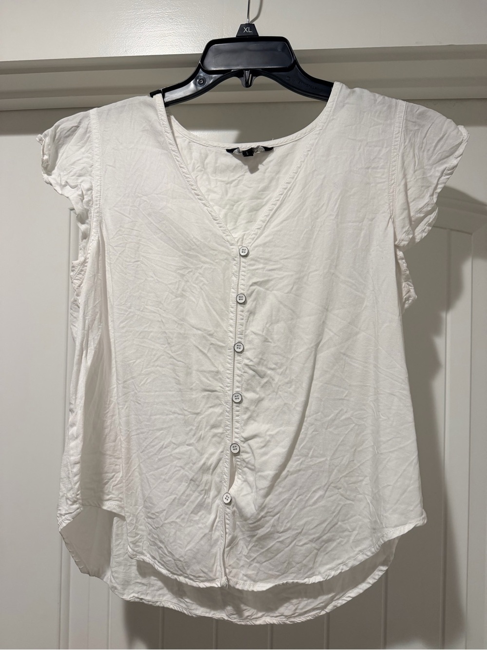 Velvet Heart White Short Sleeve Ruffle Yoke Blouse